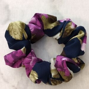 3/$20 Floral Hair Scrunchie in Purple and Navy Blue
